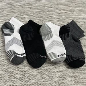 Copper Fit Men's Athletic Ankle Socks - Black, Gray, and White